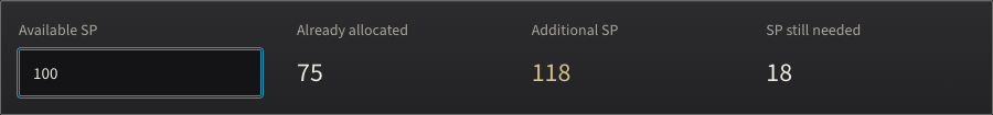 A 100 SP budget leaves 18 SP still needed for the selected Berserker Arrow ranks